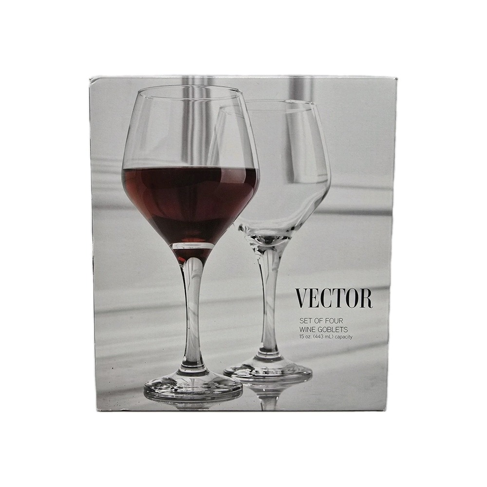 Vector Wine Goblets 15oz by Home Essentials Set of 4 Brand New